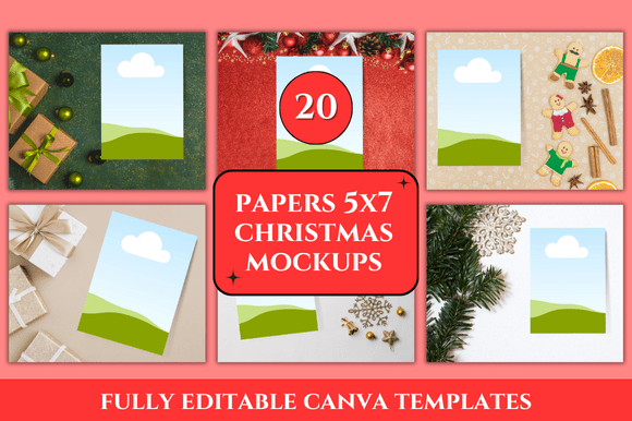 20 Christmas Paper Mockup Canva Templates for Festive Design Projects
