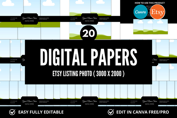 20 Digital Paper Etsy Listings Mockup