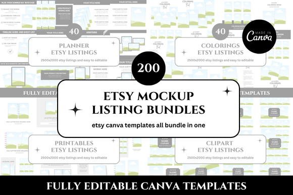 200 Etsy Listings Mockup Canva Bundle: A Practical Tool for Streamlined Product Presentation