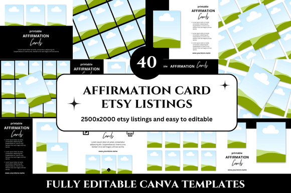40 Affirmation Card Etsy Listings Mockup