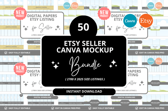 50 Digital Papers: Etsy Listing Mockup Guide