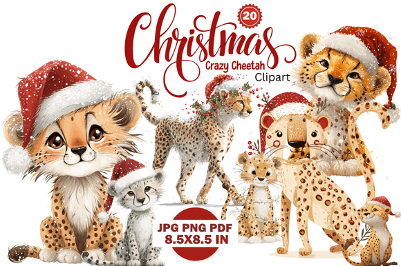 Christmas Crazy Cheetah Clipart: A Fresh Twist on Holiday Design