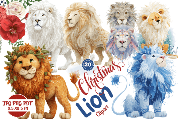 Christmas Lion Clipart for Creators