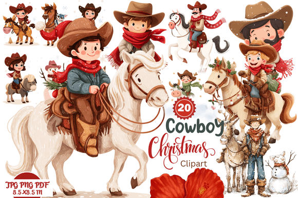 Cowboy Christmas Clipart for Every Western Holiday Project
