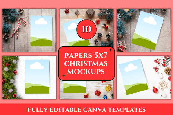 Crafting Holiday Visuals with 10 Christmas Paper Mockup Canva Resources
