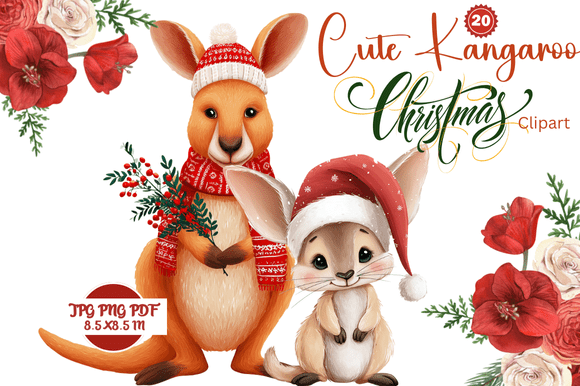 Cute Kangaroo Christmas Clipart: Bringing Aussie Charm to Holiday Designs