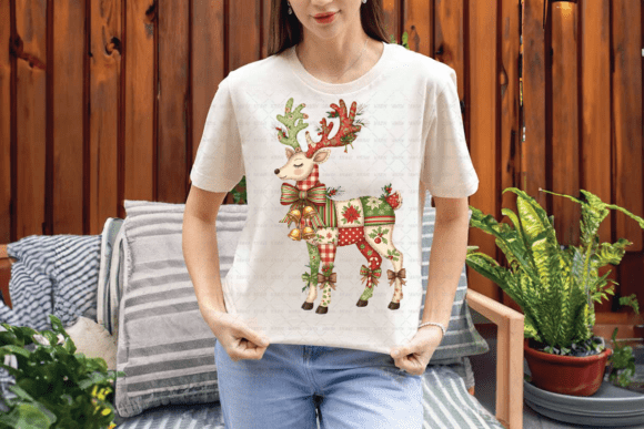 Embracing Nostalgia with Retro Patchwork Christmas Reindeer PNG