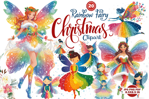 Enchanting Rainbow Fairy Christmas Clipart: Adding Magic and Color to Holiday Projects
