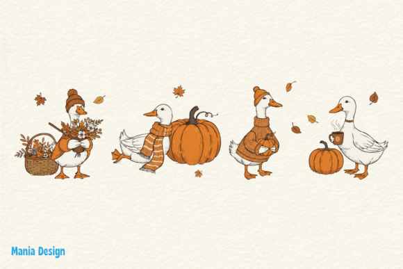 Fall Goose Autumn PNG for Thanksgiving