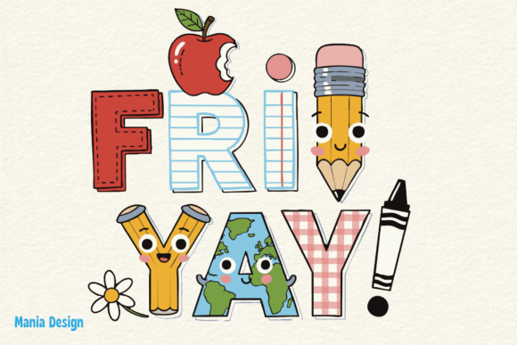 FriYay School Supplies Teacher PNG: A Playful Display Font