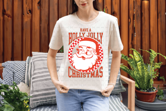 Holly Jolly Retro Santa Christmas PNG