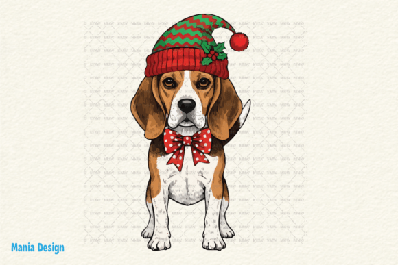 Retro Christmas Beagle Elf Dog PNG: A Nostalgic Digital Asset for Holiday Creativity