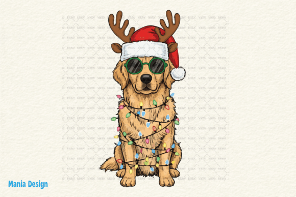 Retro Christmas Golden Retriever Dog PNG: A Holiday Design Staple