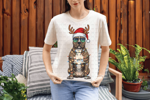 Retro Christmas Pitbull Reindeer Dog PNG: A Whimsical Blend of Nostalgia and Canine Charm