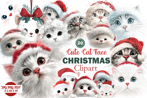 The Charm and Versatility of Cute Cat Face Christmas Clipart