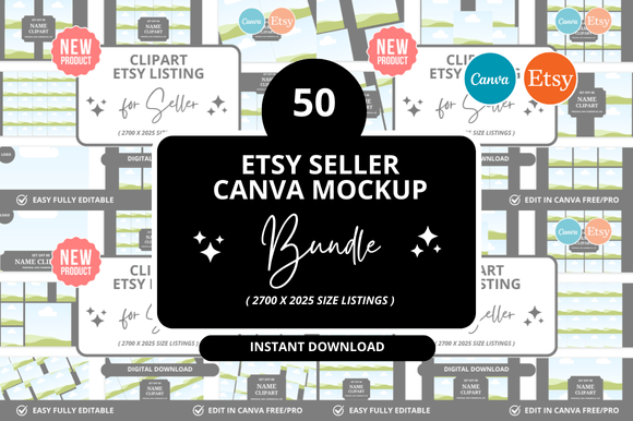 Understanding the 50 Clipart Etsy Listings Mockup