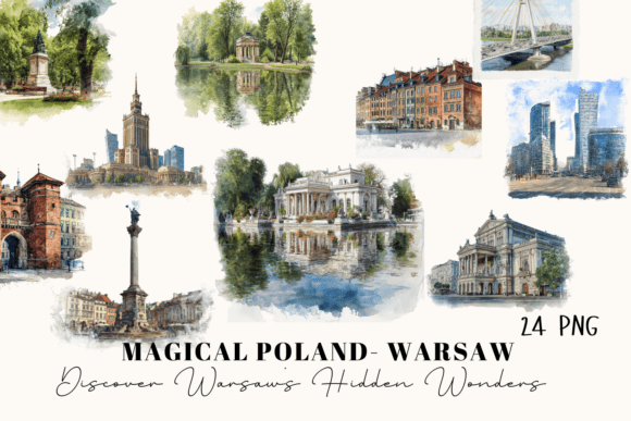 Watercolor Landmarks of Warsaw